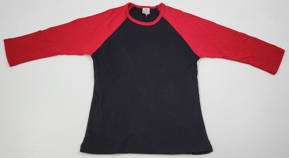 L6) Children Bella Boys Red Black Raglan Long Sleeve Shirt Medium